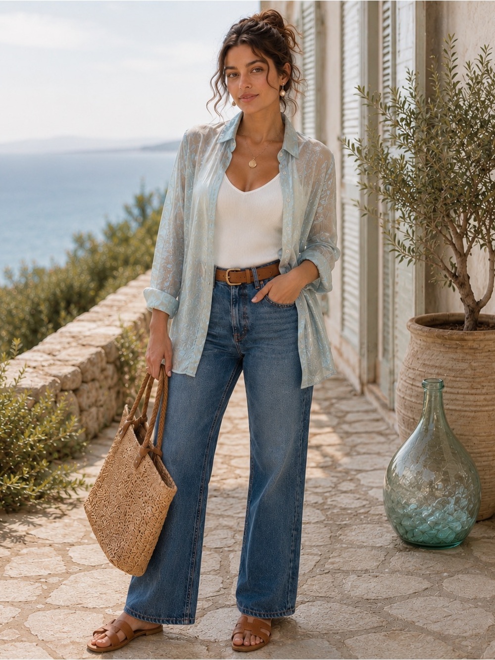AE High Rise Mom Jeans | Medium Wash Straight Leg Denim | 90s Vintage Inspired